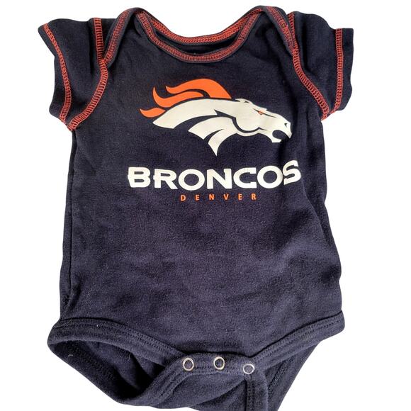 Baby 0-3M Bodysuit Lot of 4 NFL Denver Broncos & Patterned Football Blue Orange - Picture 2 of 16